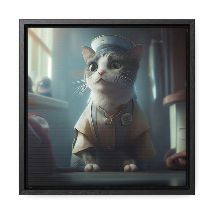 'Nurse Cat'  -  Gallery Canvas Wraps, Square Frame  -  #DS0071