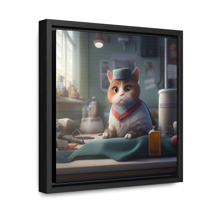 'NurseCat'  -  Gallery Canvas Wraps, Square Frame  -  #DS0069